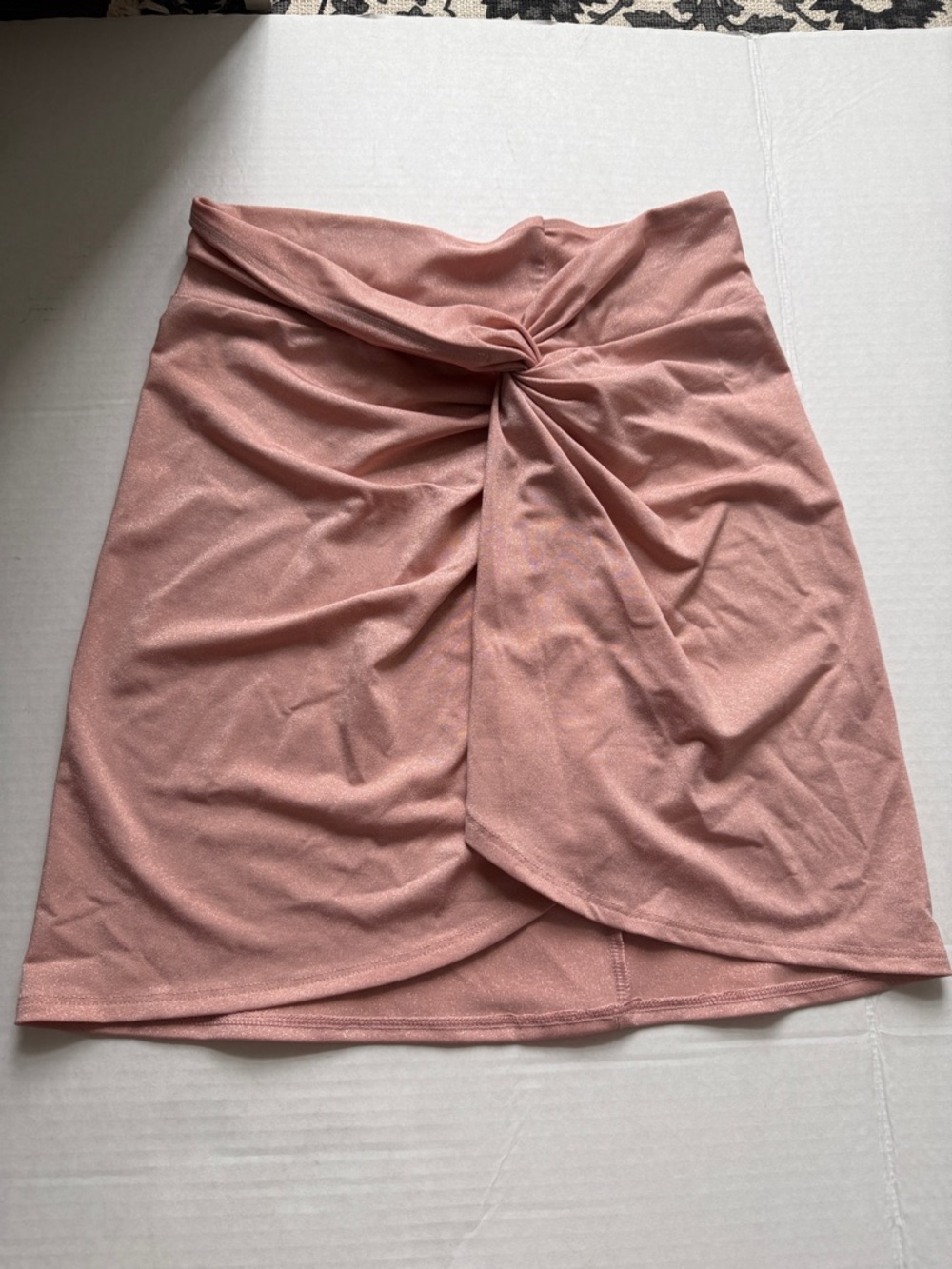 Shade & Shore Dusty Rose Knot-Front Stretchy Mini Skirt